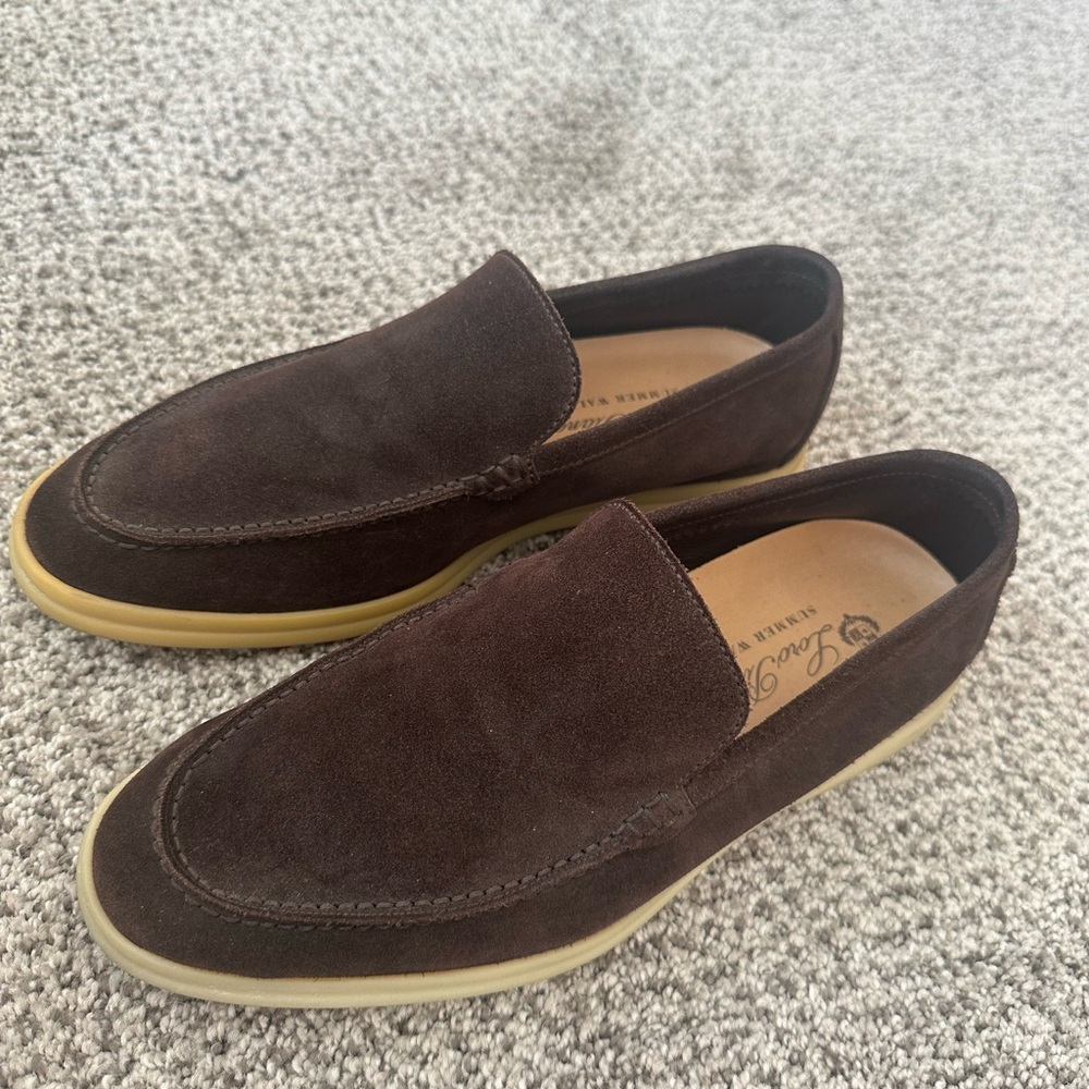 Loro Piana Men’s Summer Walk Suede Loafers, size 40 1/2